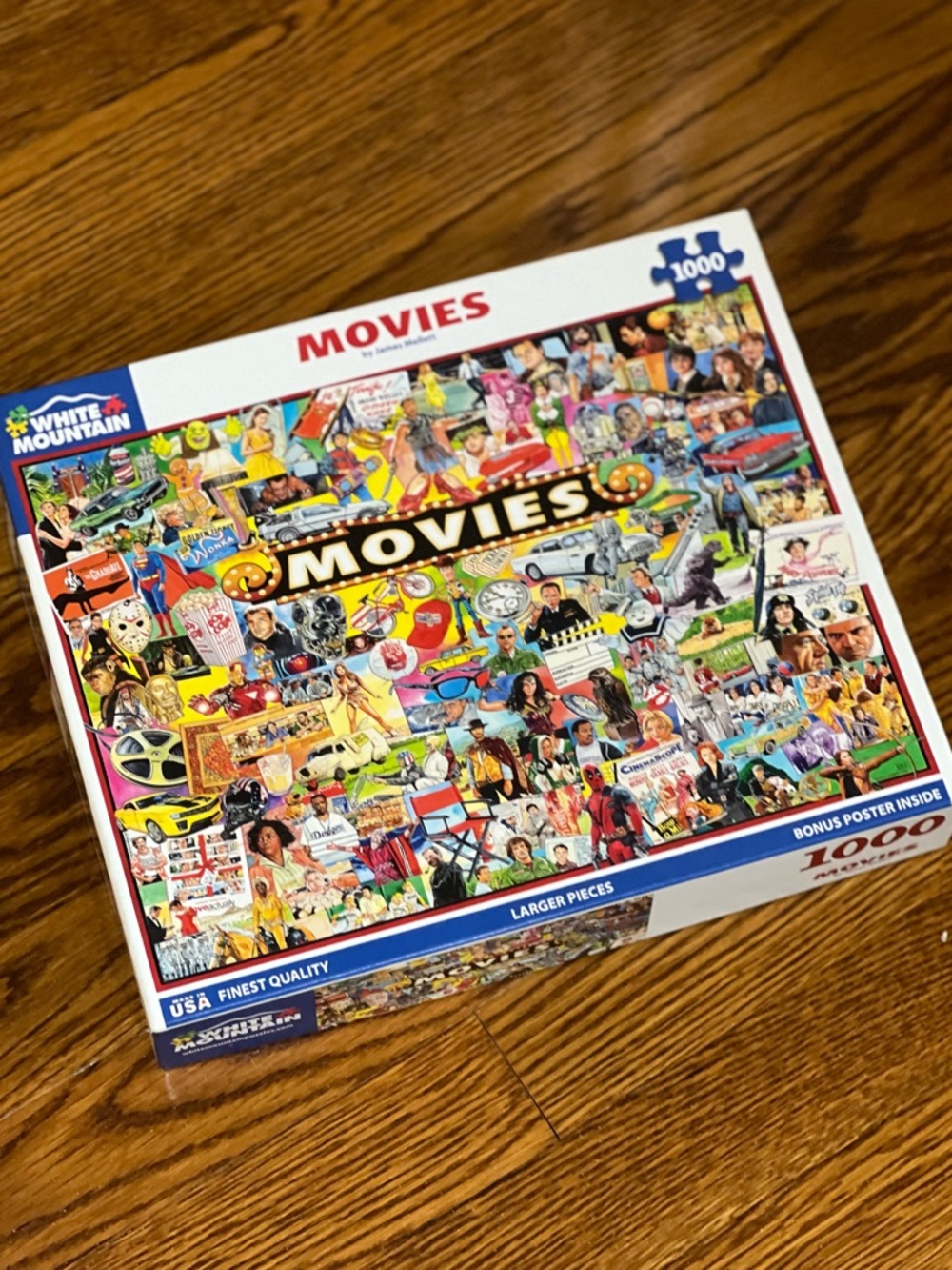 White Mountain Movies Collage 1000-Piece Puzzle - Bright Multi-Color Artwork